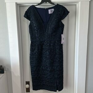 Chevron embroidered midi dress